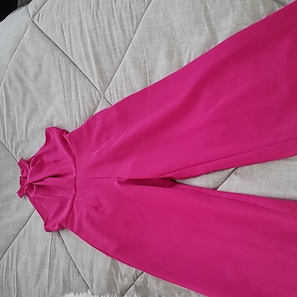 Halter Fuchsia Wide-Leg Jumpsuit Pageant Interview Appearances